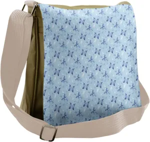Ambesonne Butterfly Messenger Bag, Blue Dragonflies, Unisex Cross-body