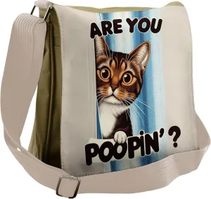 Ambesonne Cat Messenger Bag, Are You Poopin' Curious Kitty, Unisex Cross-body
