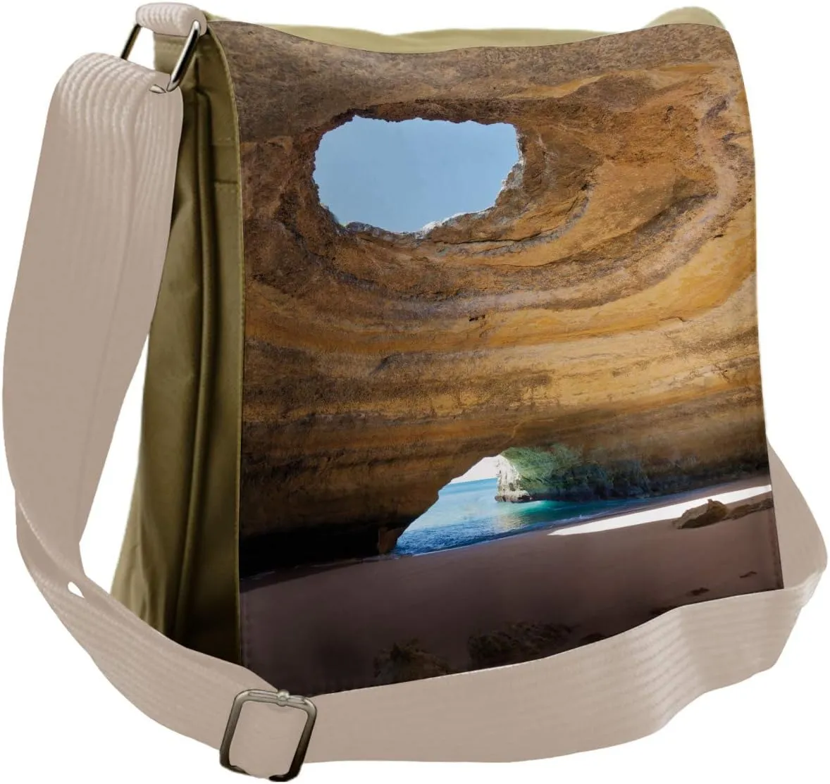 Ambesonne Cave Messenger Bag, Sea Cave Benagil Portugal, Unisex Cross-body