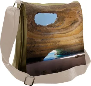 Ambesonne Cave Messenger Bag, Sea Cave Benagil Portugal, Unisex Cross-body