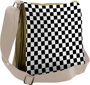 Ambesonne Checkers Game Messenger Bag, Classic Game Board, Unisex Cross-body