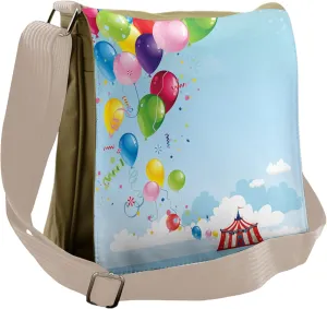 Ambesonne Circus Messenger Bag, Carnival Tent Balloons, Unisex Cross-body