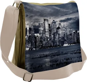 Ambesonne City Messenger Bag, Dramatic View NYC Skyline, Unisex Cross-body