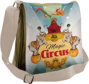 Ambesonne Colorful Messenger Bag, Vintage Circus Tent, Unisex Cross-body