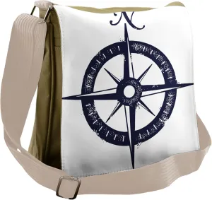 Ambesonne Compass Messenger Bag, Sailing Navy Color, Unisex Cross-body