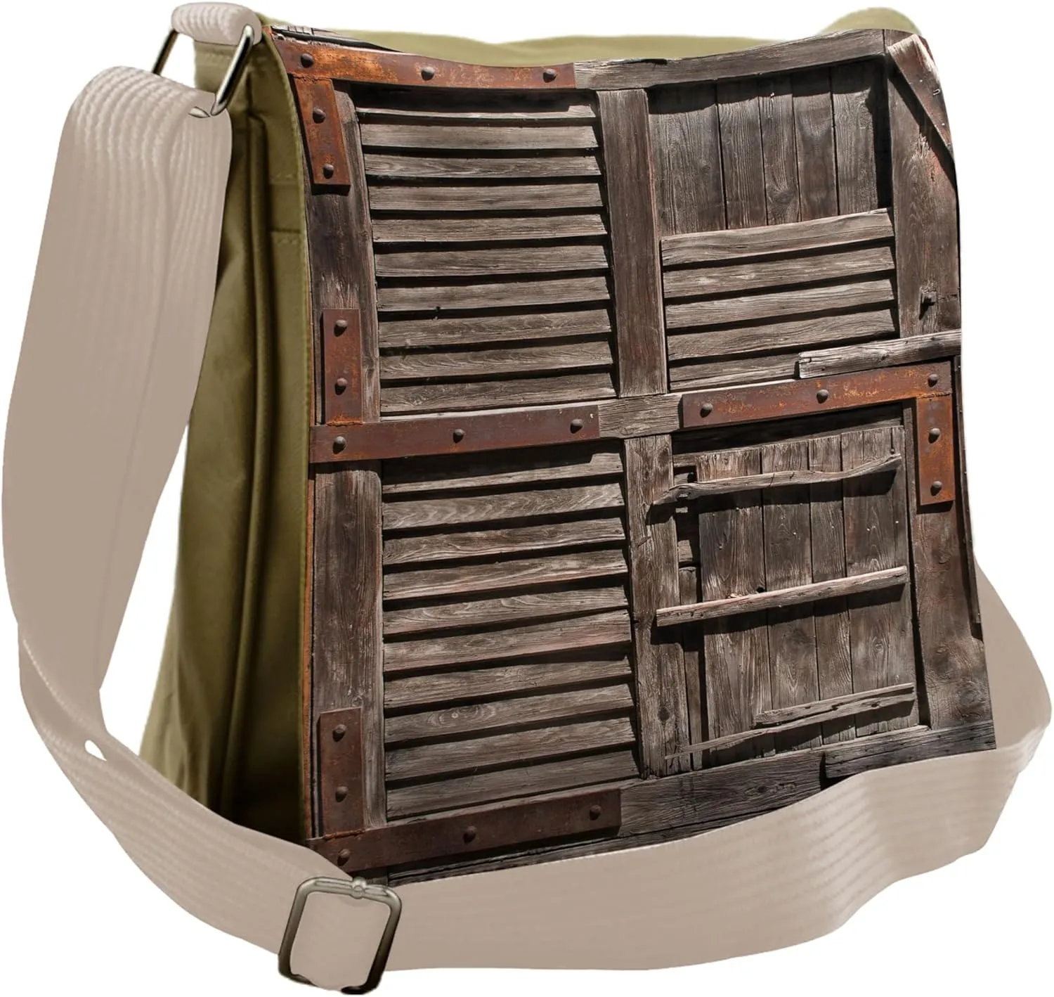 Ambesonne Farmland Messenger Bag, Wooden Italian Door, Unisex Cross-body