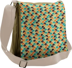 Ambesonne Geometric Messenger Bag, Colorful Half Circles, Unisex Cross-body