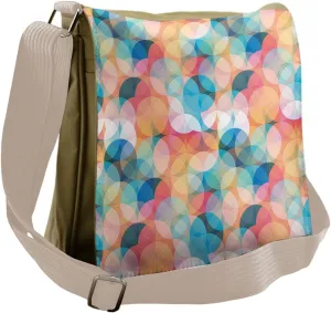 Ambesonne Geometric Messenger Bag, Pastel Mosaic Circles, Unisex Cross-body