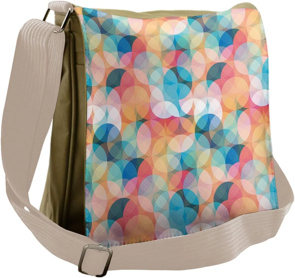 Ambesonne Geometric Messenger Bag, Pastel Mosaic Circles, Unisex Cross-body