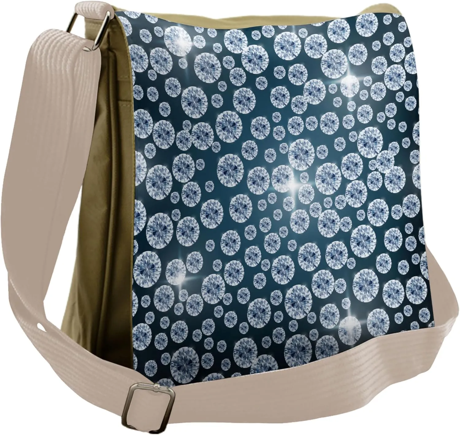 Ambesonne Grey Messenger Bag, Reflections of Diamond, Unisex Cross-body