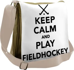 Ambesonne Hockey Messenger Bag, Play Fieldhockey Phrase, Unisex Cross-body