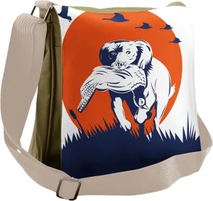 Ambesonne Hunting Messenger Bag, Cocker Dog and Ducks, Unisex Cross-body