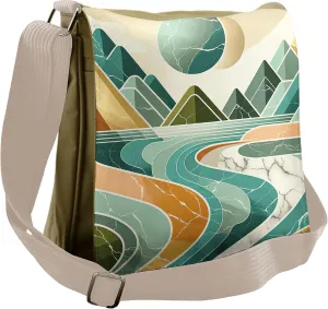 Ambesonne Lake Messenger Bag, Mountain Minimal Marble Print, Unisex Cross-body