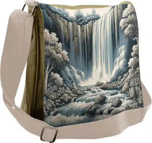 Ambesonne Landscape Messenger Bag, Expressive Waterfall Art, Unisex Cross-body
