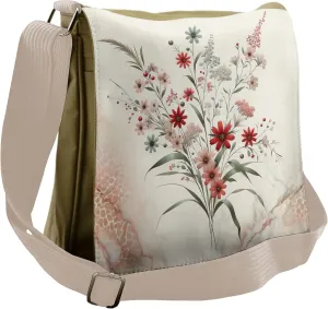 Ambesonne Minimal Flowers Messenger Bag, Wildflowers Meadow, Unisex Cross-body