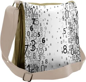 Ambesonne Modern Messenger Bag, Mathematic Numbers Image, Unisex Cross-body