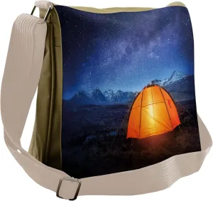 Ambesonne Night Messenger Bag, Camp Tent Holiday Journey, Unisex Cross-body