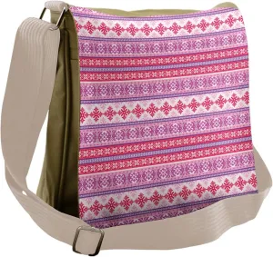 Ambesonne Nordic Messenger Bag, Geometric Snow December, Unisex Cross-body