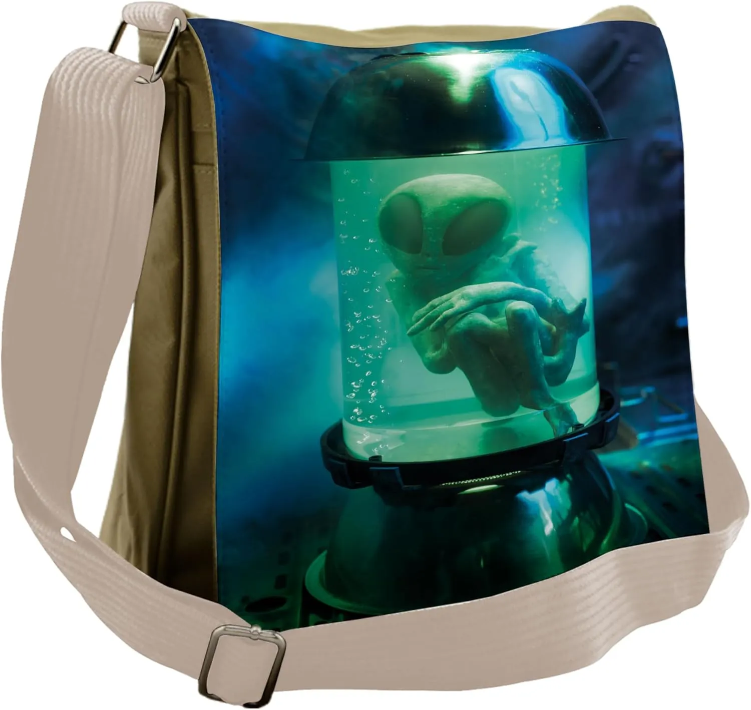 Ambesonne Outer Space Messenger Bag, Martian UFO Alien, Unisex Cross-body