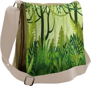 Ambesonne Plant Messenger Bag, Cartoon Rainforest, Unisex Cross-body