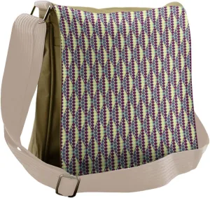 Ambesonne Retro Messenger Bag, Hexagon Rhombus Dots Forms, Unisex Cross-body