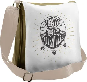 Ambesonne Saying Messenger Bag, Ready for Adventure Print, Unisex Cross-body