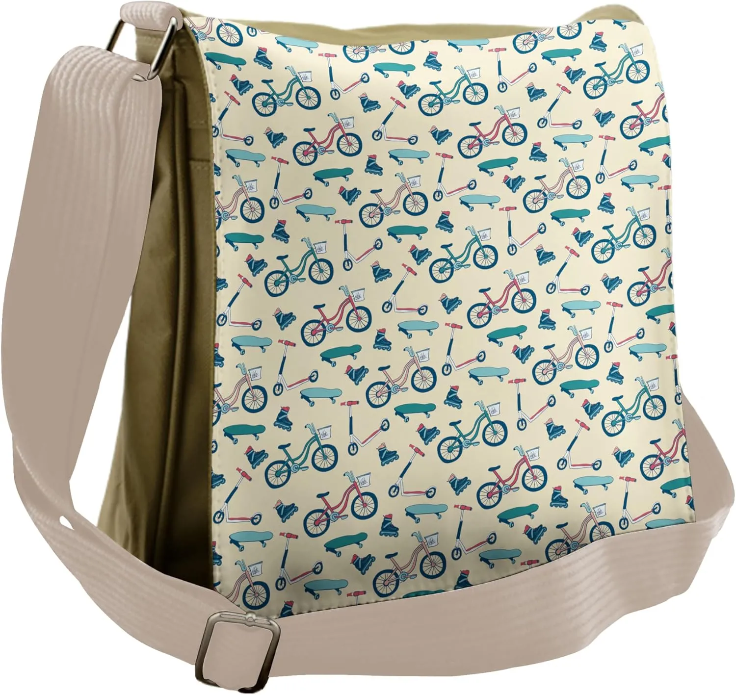 Ambesonne Sport Messenger Bag, Wheeled Activity Design, Unisex Cross-body