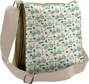 Ambesonne Sport Messenger Bag, Wheeled Activity Design, Unisex Cross-body