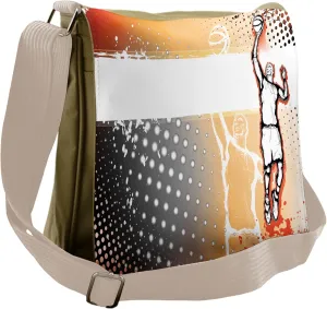 Ambesonne Sports Messenger Bag, Basketball Doodle Art, Unisex Cross-body