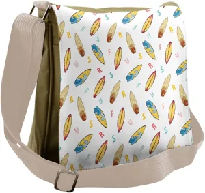Ambesonne Surfboard Messenger Bag, Boards and ABC Letters, Unisex Cross-body
