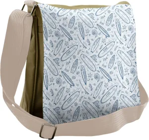 Ambesonne Surfboard Messenger Bag, Doodle Summertime, Unisex Cross-body
