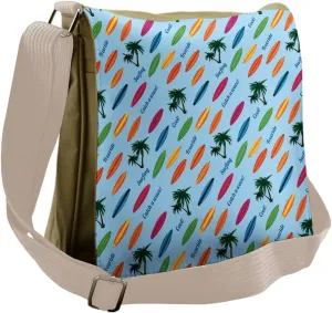 Ambesonne Surfboard Messenger Bag, Exotic Hawaii Sports, Unisex Cross-body