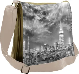 Ambesonne Urban Messenger Bag, NYC Dramatic Skyline, Unisex Cross-body