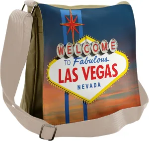 Ambesonne USA Messenger Bag, Fabulous Las Vegas Nevada, Unisex Cross-body