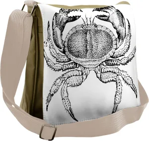 Ambesonne Vintage Messenger Bag, Seafood Theme Design, Unisex Cross-body