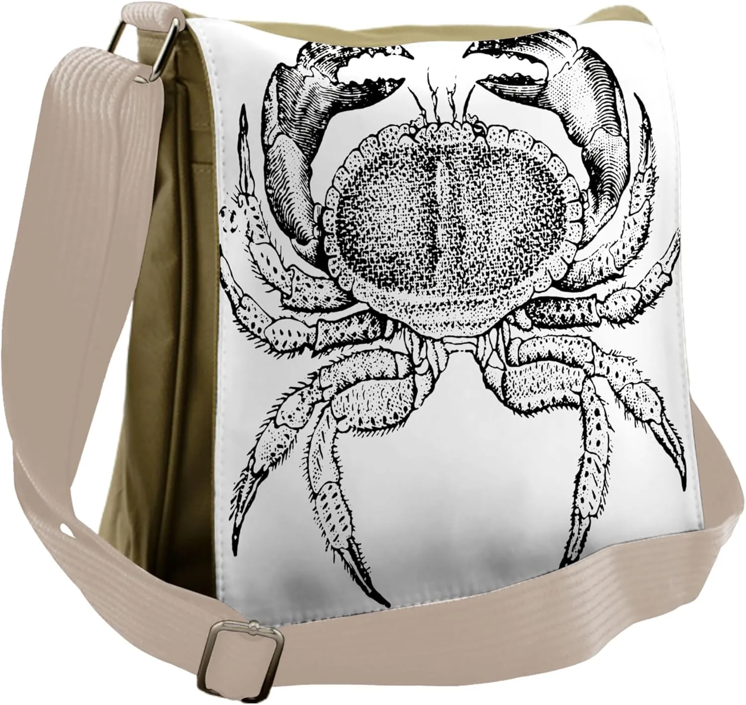 Ambesonne Vintage Messenger Bag, Seafood Theme Design, Unisex Cross-body