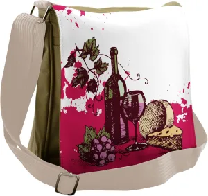 Ambesonne Wine Messenger Bag, Vintage Abstract Sketch, Unisex Cross-body