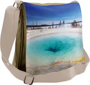 Ambesonne Yellowstone Messenger Bag, Spring Hot Volcano, Unisex Cross-body