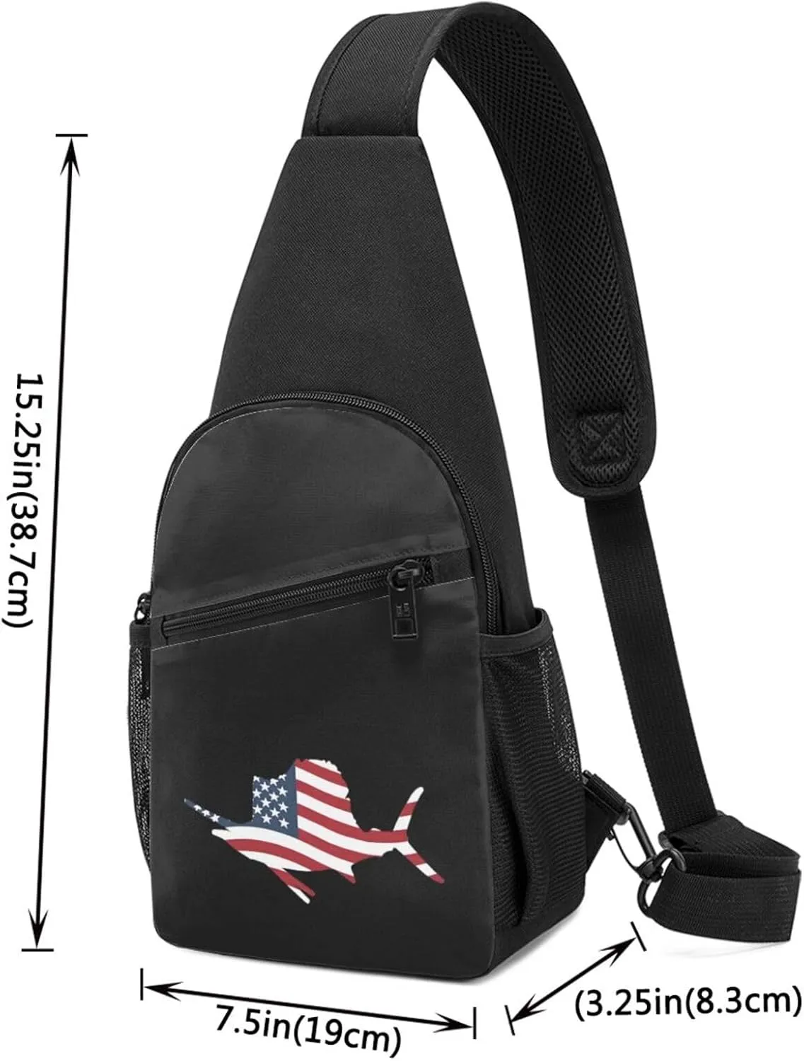 American Flag Sailfish Fish Adjustable Fanny Pack Waist Bag For Travel Sports