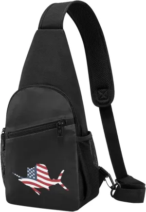American Flag Sailfish Fish Adjustable Fanny Pack Waist Bag For Travel Sports