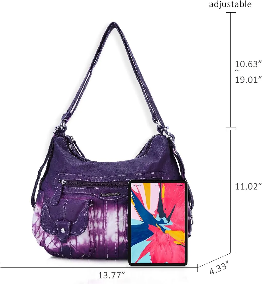 Angel Barcelo Women Multifunctional Soft Leather Handbag Purses Shoulder Hobo Backpack Crossbody Zipper Bag with Pocket