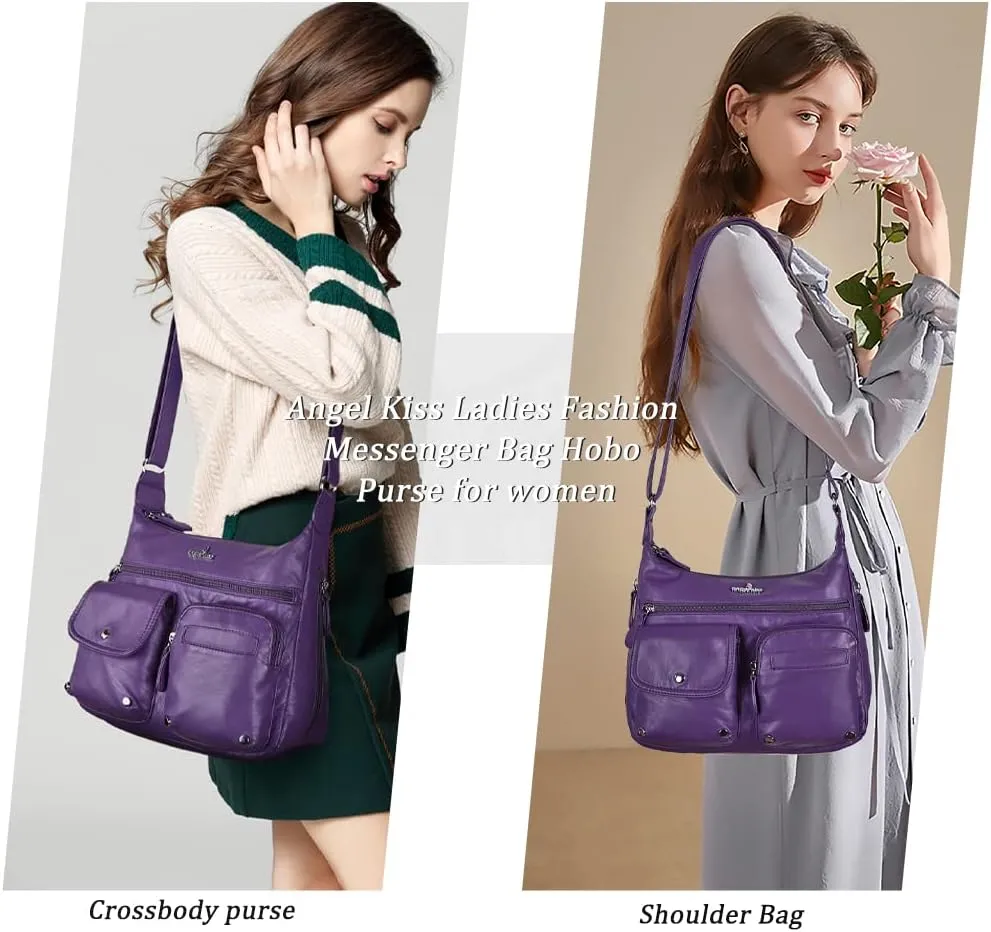 Angelkiss Crossbody Bags for Women, Ladies Shoulder Handbags and Purses Medium Faux Leather Pocketbooks