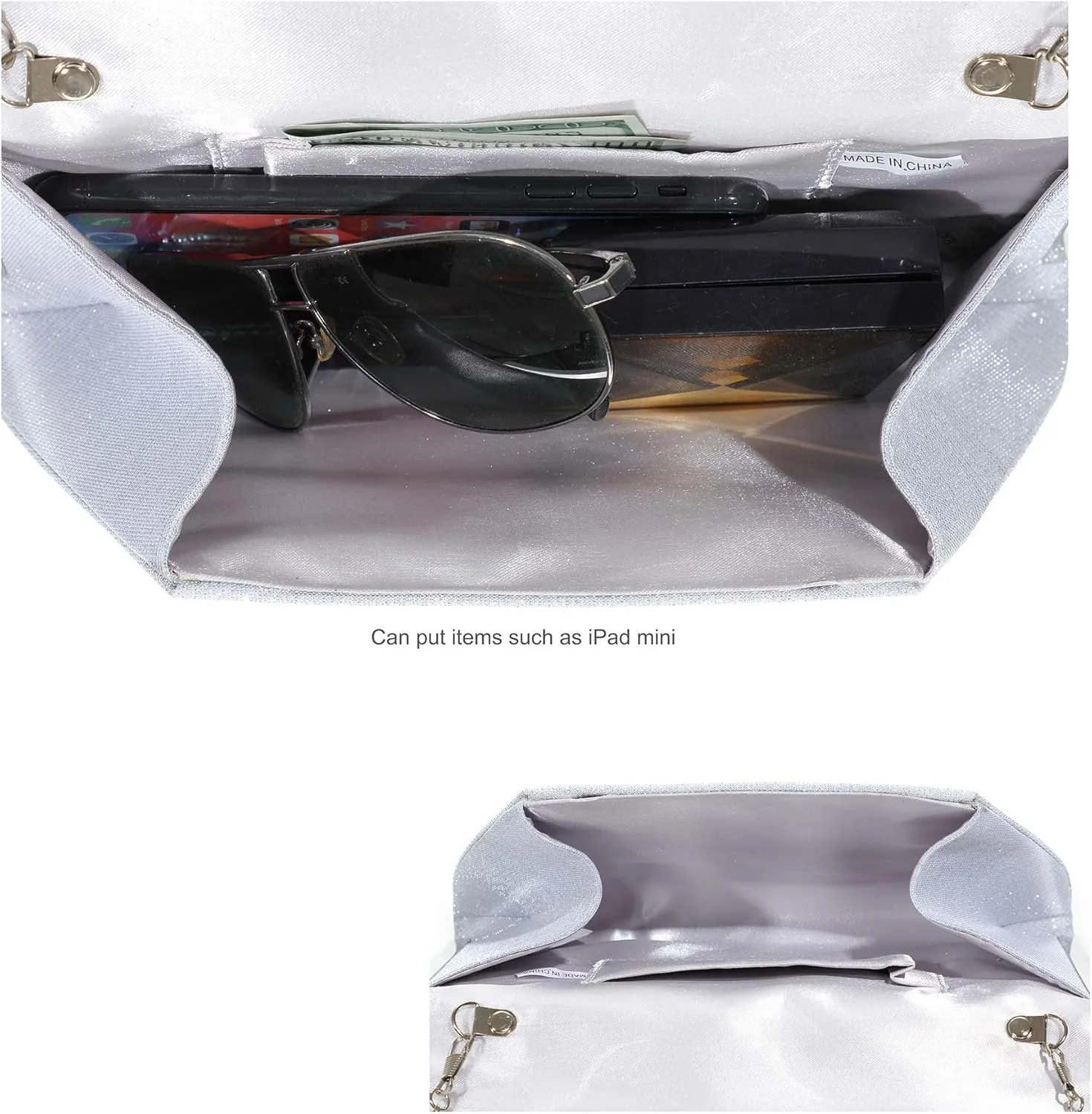 AO ALI VICTORY Glitter Clutch Purses for Women Evening Bags Clutches Flap Envelope Handbags Large Wedding Party Prom Purse