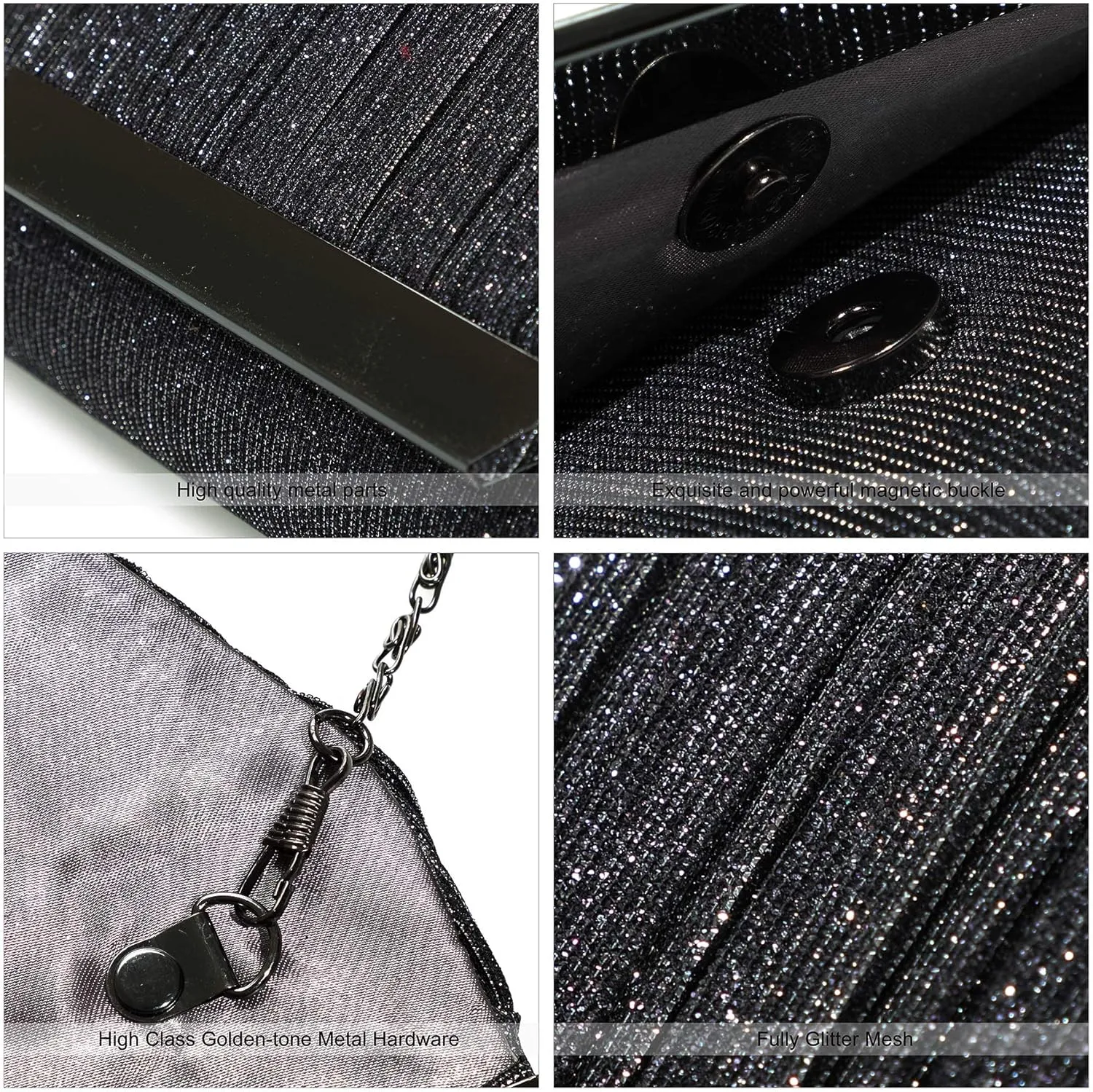 AO ALI VICTORY Glitter Clutch Purses for Women Evening Bags Clutches Flap Envelope Handbags Large Wedding Party Prom Purse