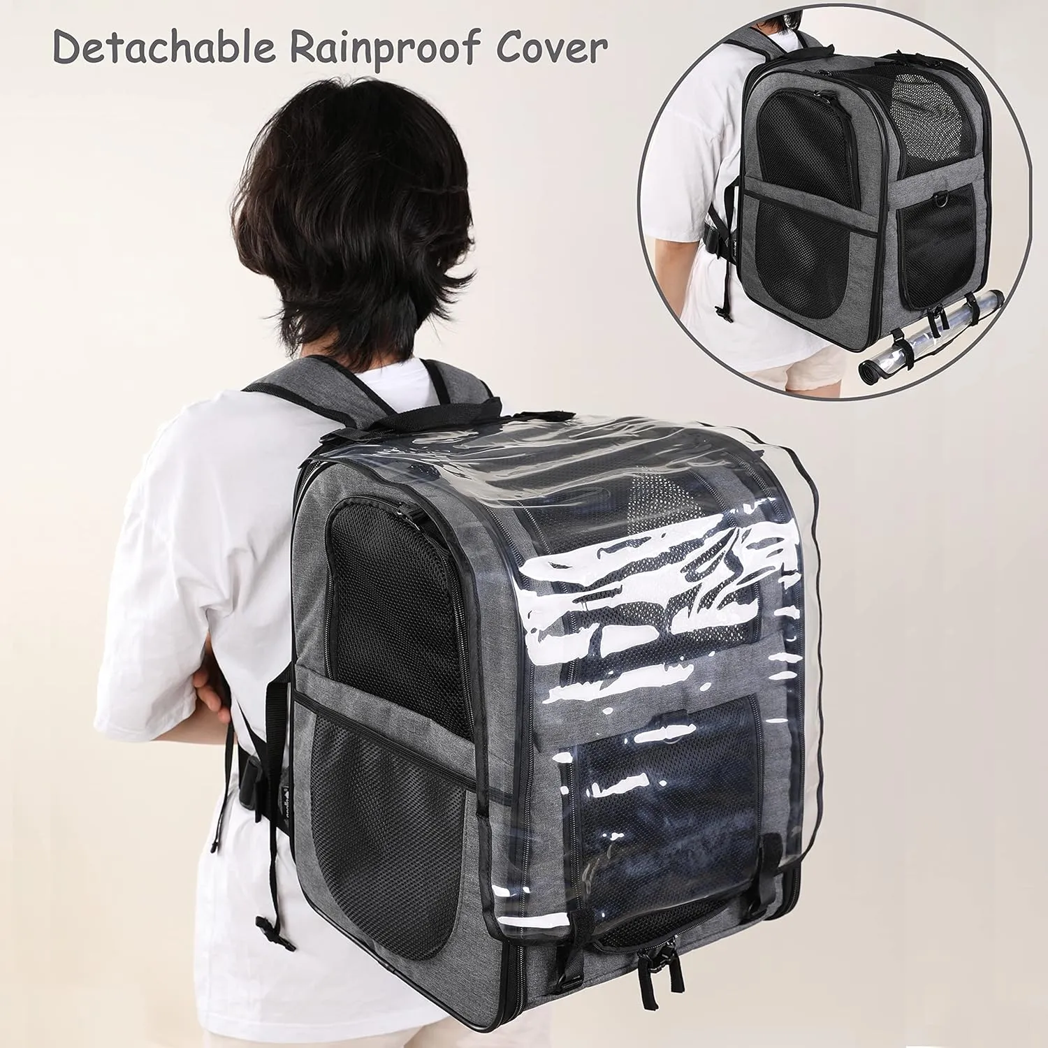 Apollo Walker Pet Carrier Backpack for Large/Small Cats and Dogs, Puppies, Safety Features and Cushion Back Support for Travel, Hiking, Outdoor Use (Black-Expandable)