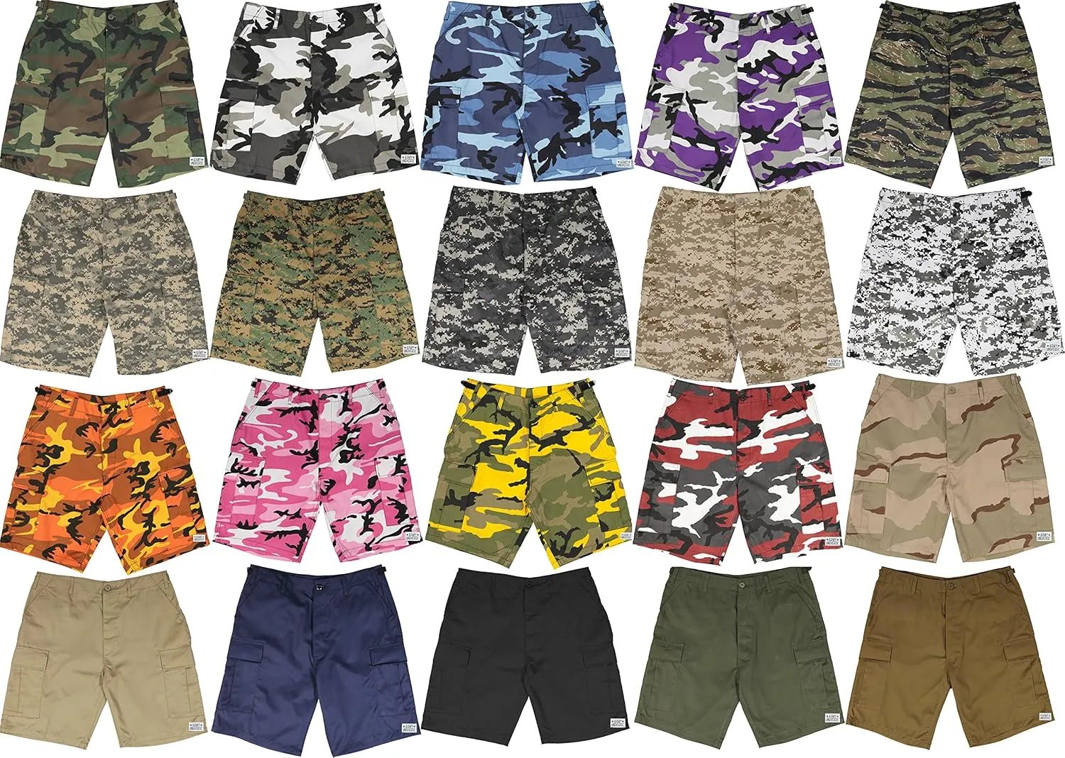 Army Universe Mens Tactical Cargo BDU Shorts Six Pocket Army Navy Military Camo Stylish Button Fly Uniform Work Shorts