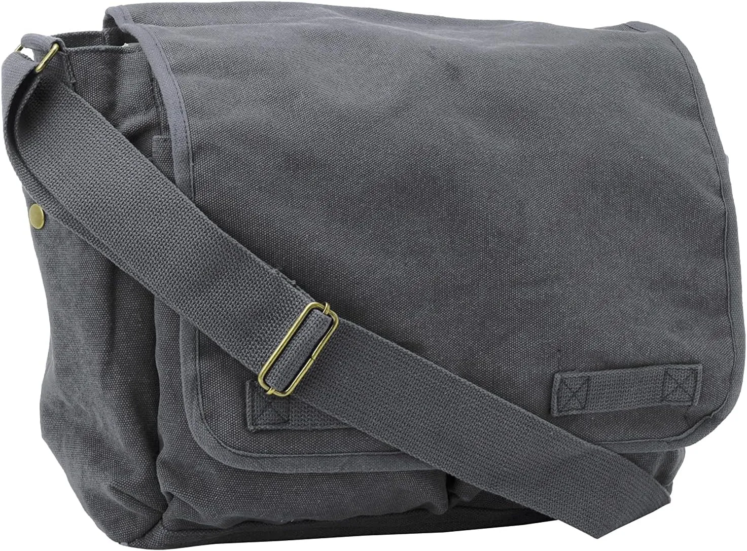 ARMYU Charcoal Grey Original Heavyweight Cotton Canvas Classic Heavyweight Military Messenger Bag   Streamer