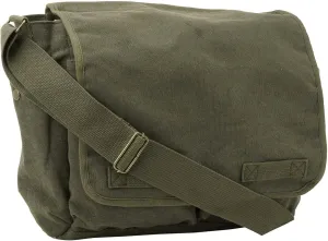 ARMYU Olive Green Original Heavyweight Cotton Canvas Classic Heavyweight Military Messenger Bag   Streamer
