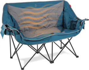 ARROWHEAD OUTDOOR 57" Wide Duo Foldable Heated Camping Loveseat Chair with 3-Stage Heating, Heavy-Duty, Supports Up to 700lbs, Large 6.7”x4” Cup Holders, Glass Holders, Side Pockets & Storage Pouches