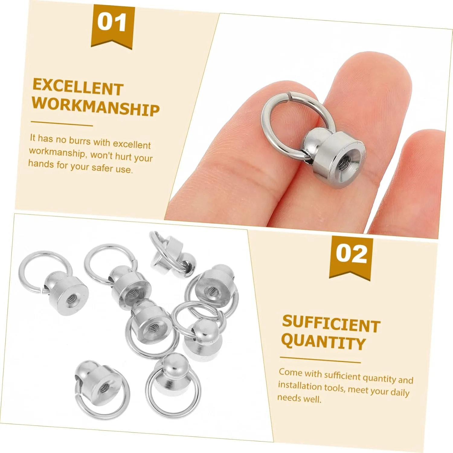 Artibetter 20 Sets Belt Ring Monk Head Buckle Fasteners Bulk Chain Purse Strap Making Clasp Handbags Rivets Buckle for Straps Chain Bag Strap D Ring Screw Purse Chain Craft Silver Copper